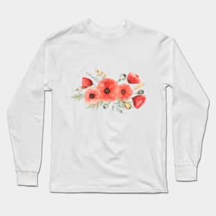 Poppy and wild grasses Long Sleeve T-Shirt